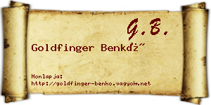 Goldfinger Benkő névjegykártya
